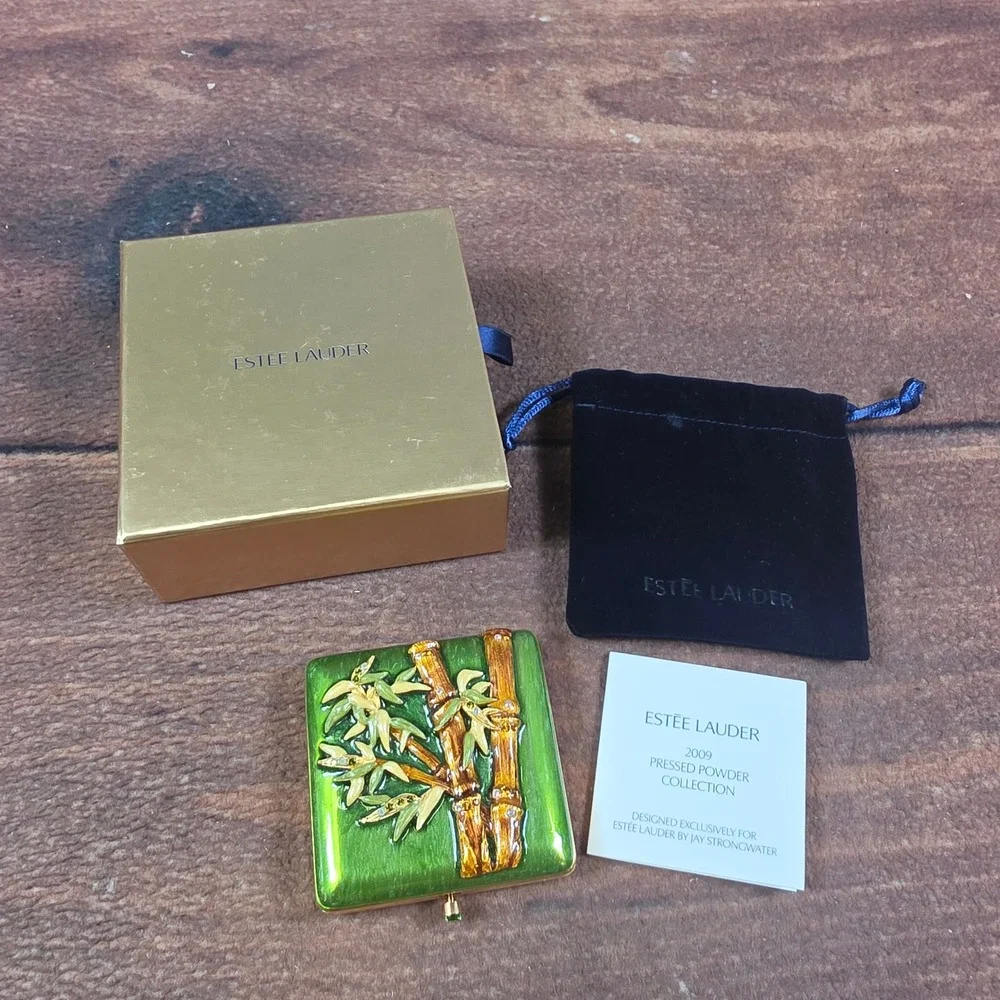 Estee Lauder Compact Women Green Good Jay Strongwater Bamboo 2009 Pressed Powder